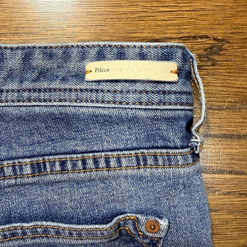 Pilcro and the Letterpress Slim Boyfriend Capri Women 30 Blue Raw Hem Jeans - Picture 3 of 9